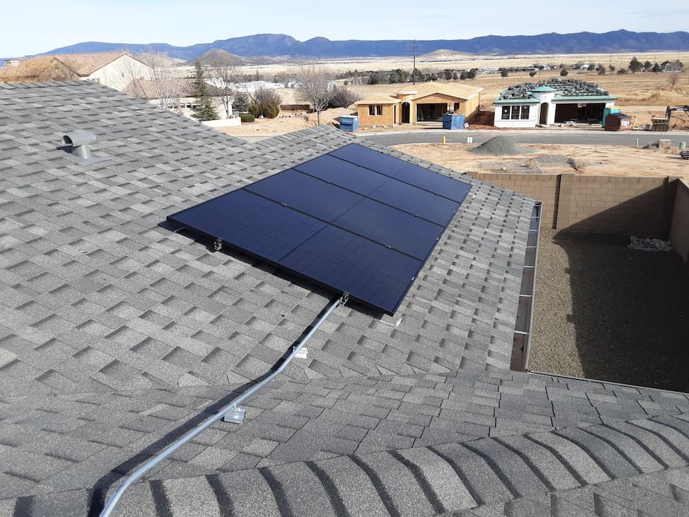 Solar energy panels on the roof of a house