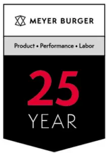 Meyer Burger emblem show 25 year product, performance, and labor
