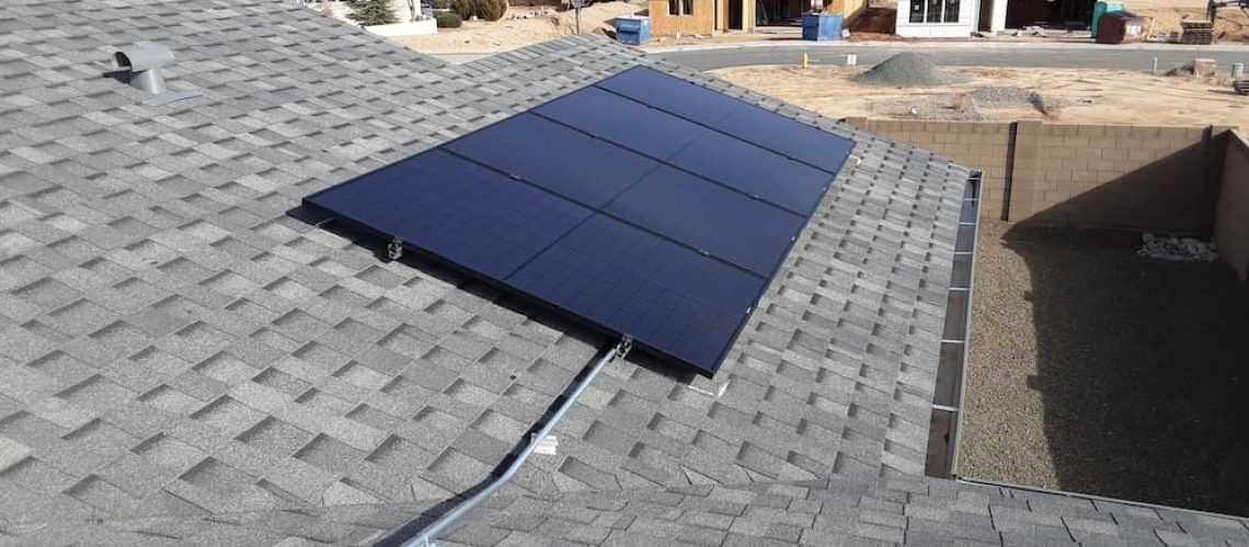 Solar energy panels on the roof of a house